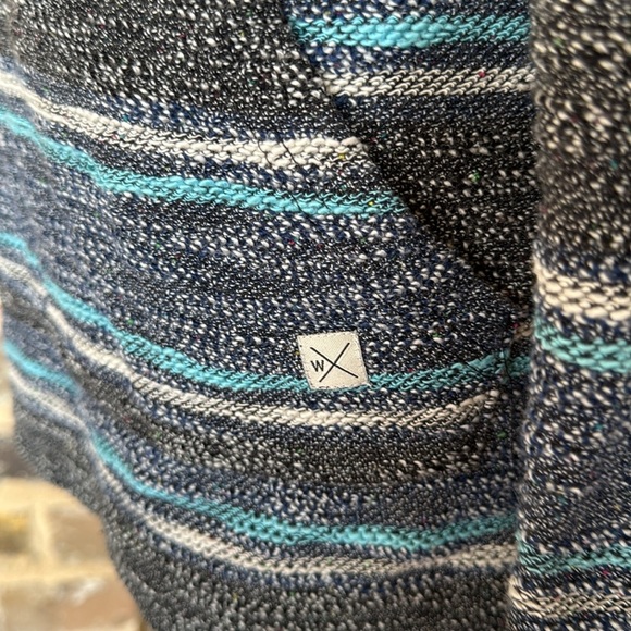 Departwest Baja Striped Pullover Hoodie in Navy Tobacco Drug Rug - Picture 4 of 12